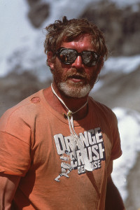 John showing loyalty to the Denver Broncos (AKA 'Orange Crush') at Everest Base Camp.